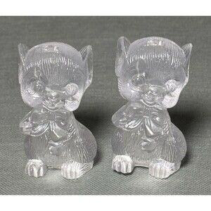 Vintage Lucite Plastic Clear Mouse/Rat Salt & Pepper Shaker Decorative-Set